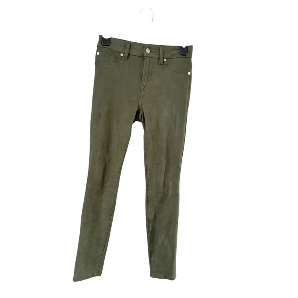 7 For All Mankind Olive Green Skinny Jeans Size 26